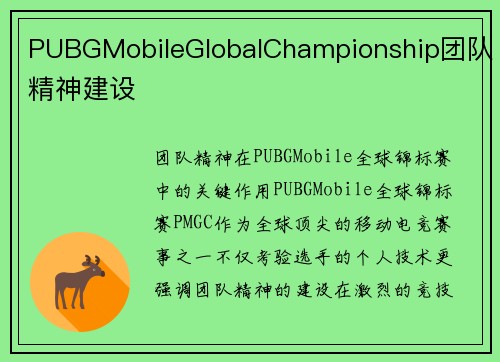 PUBGMobileGlobalChampionship团队精神建设